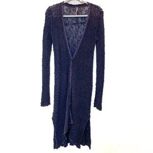Free People Duster Button Up V-neck popcorn long sleeve cardigan